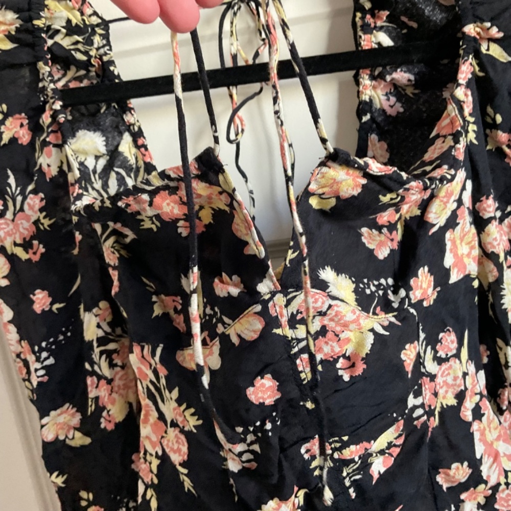 Free People Hilary Printed Floral Top - Black‎ Combo - Size XS - Picture 4 of 11